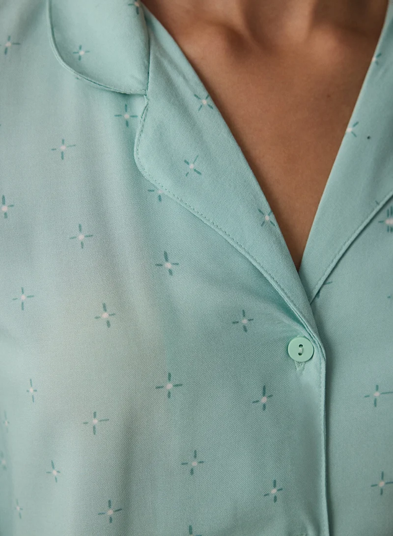 Penti Mint Penti Mint Sleep-in Star Patterned Shirt Collar Long Sleeve Pajama Set for Women | Best Price UAE